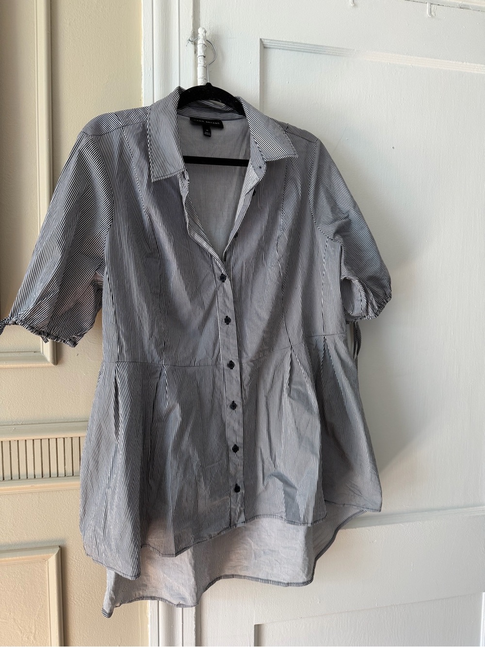 Lane Bryant Black and White Pinstripe Shirt